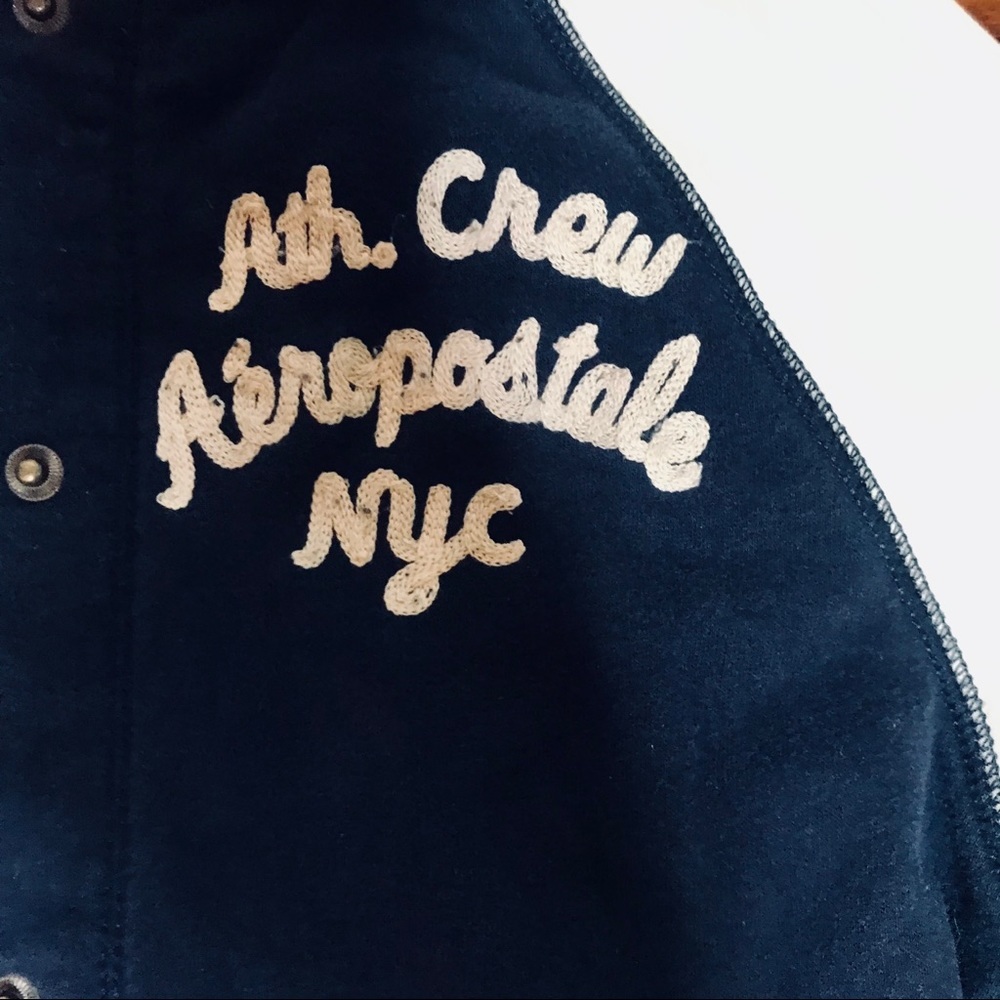 Aeropostal Navy & White Letterman Jacket Sweater - Picture 2 of 5